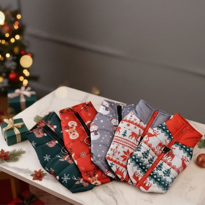 Dog wearing snowman winter jacket – festive warm pet outfit by FofiPet