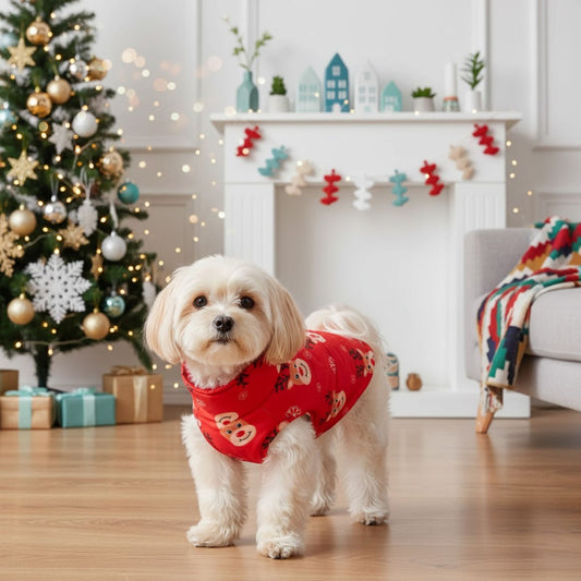 Christmas dog coat with snowman design – cosy winter pet jacket