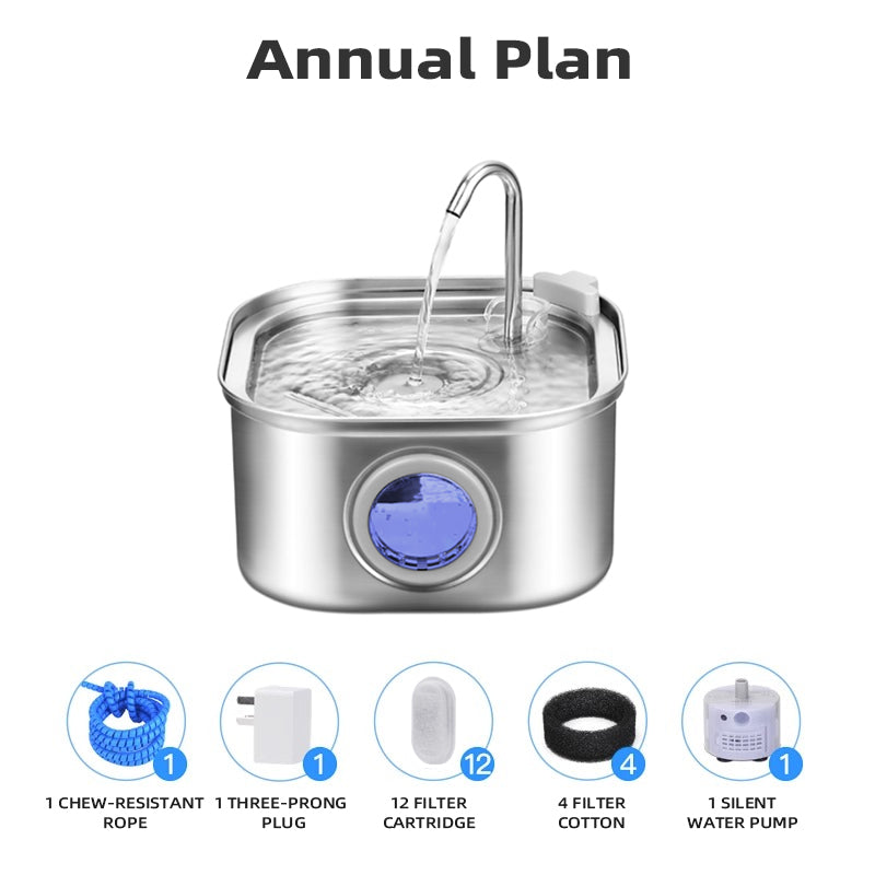 Stainless Steel Pet Water Fountain – Quiet, Fresh & Healthy Hydration