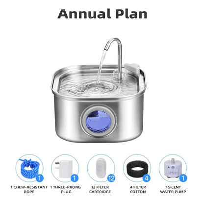 Stainless Steel Pet Water Fountain – Quiet, Fresh & Healthy Hydration