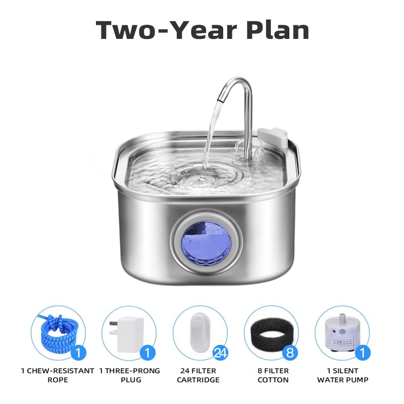 Stainless Steel Pet Water Fountain – Quiet, Fresh & Healthy Hydration