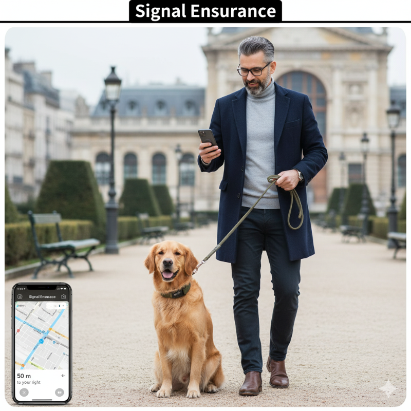 Stylish nylon dog collar with AirTag holder, adjustable fit and elegant metal clasp – safety and sophistication by FofiPet.