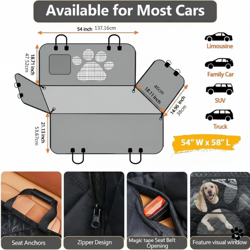 Dog Car Seat Protector – Durable, Waterproof & Secure Pet Travel