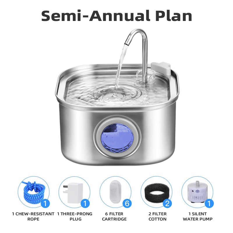 Stainless Steel Pet Water Fountain – Quiet, Fresh & Healthy Hydration